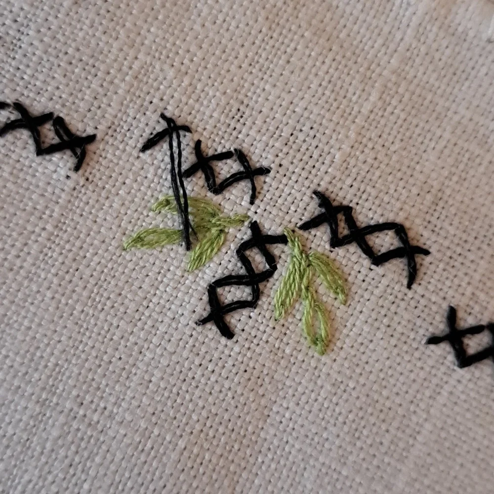 Vintage Table Runner Hand done Crochet/Embroidered/Crosstitched